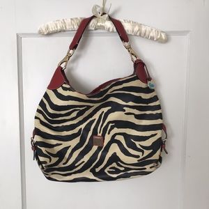 Dooney & Bourke zebra print leather hobo bag